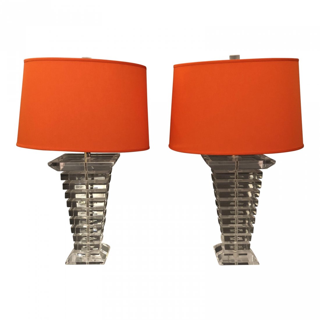 Tapered Stacked Lucite Table Lamps - a Pair (1 of 3)