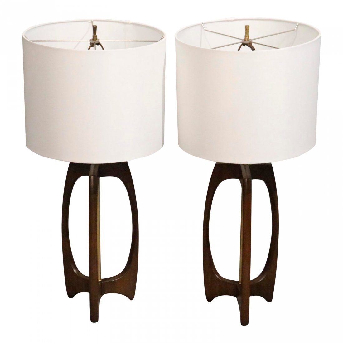 1960s Mid-Century Walnut Sculptured Table Lamps With Sh (1 of 3)