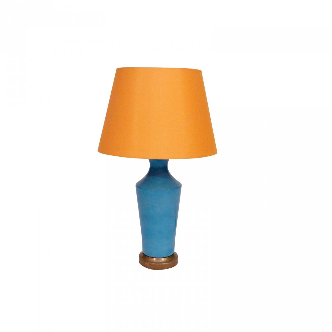1970s Mid Century Italian Blue Porcelain Table Lamp (1 of 4)