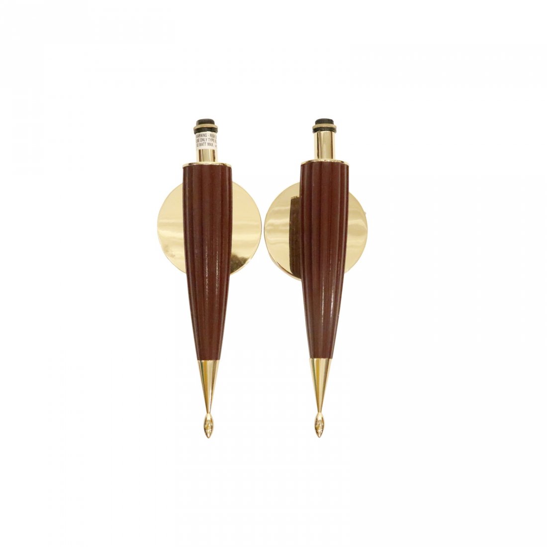 Mid-Century Electric Wall Sconce with Brass and Teak (1 of 4)