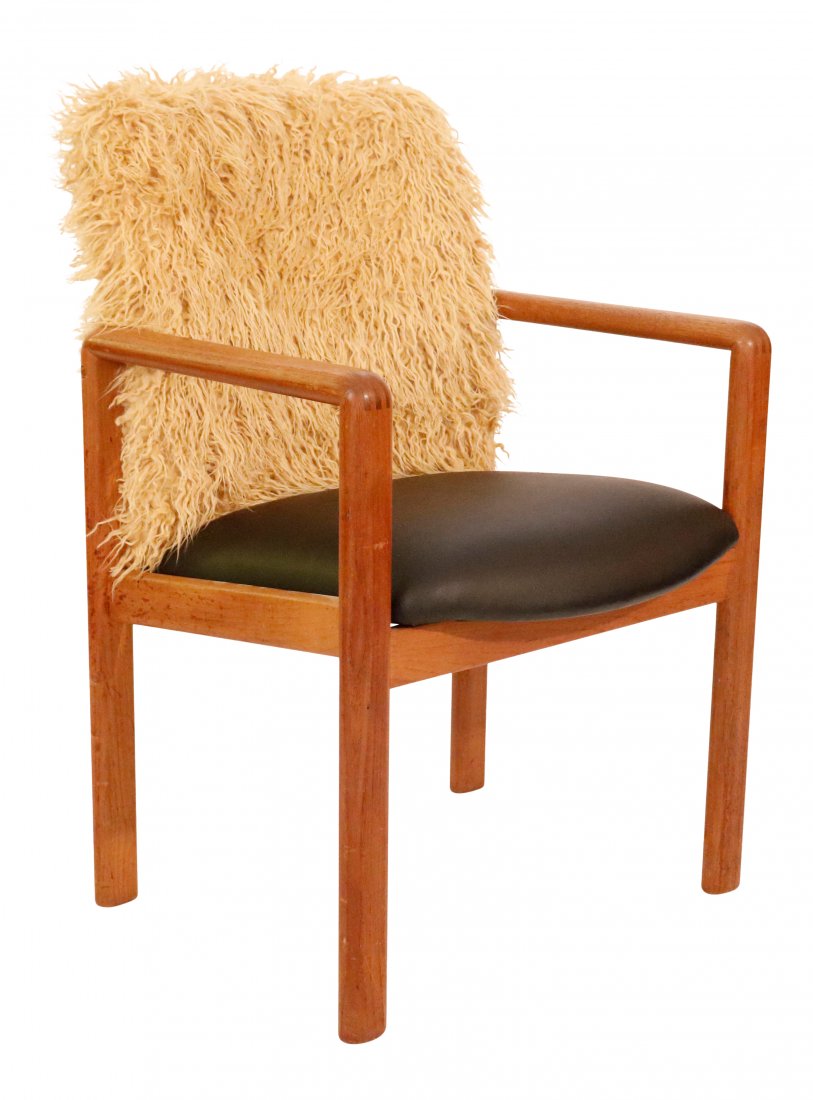 Mid-Century Curated Danish Teak Armchair With Mongolian (1 of 3)