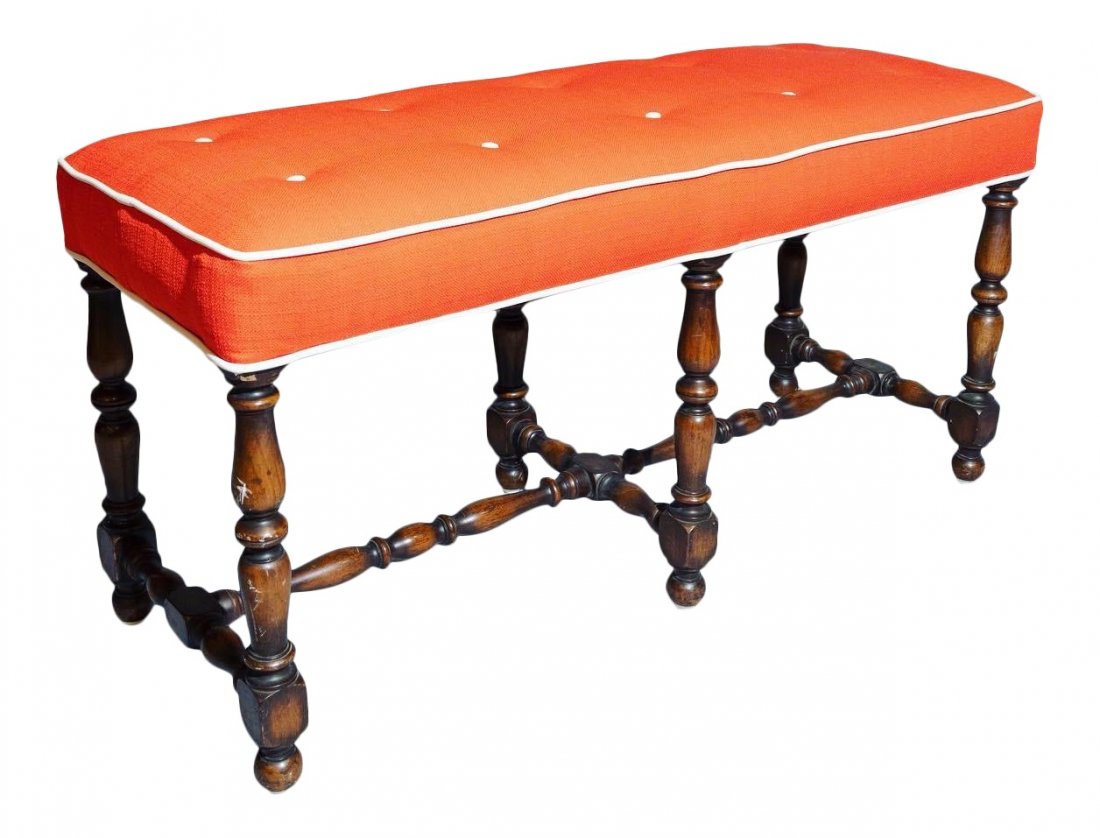 Traditional Curated Mahogany Wood Bench (1 of 6)