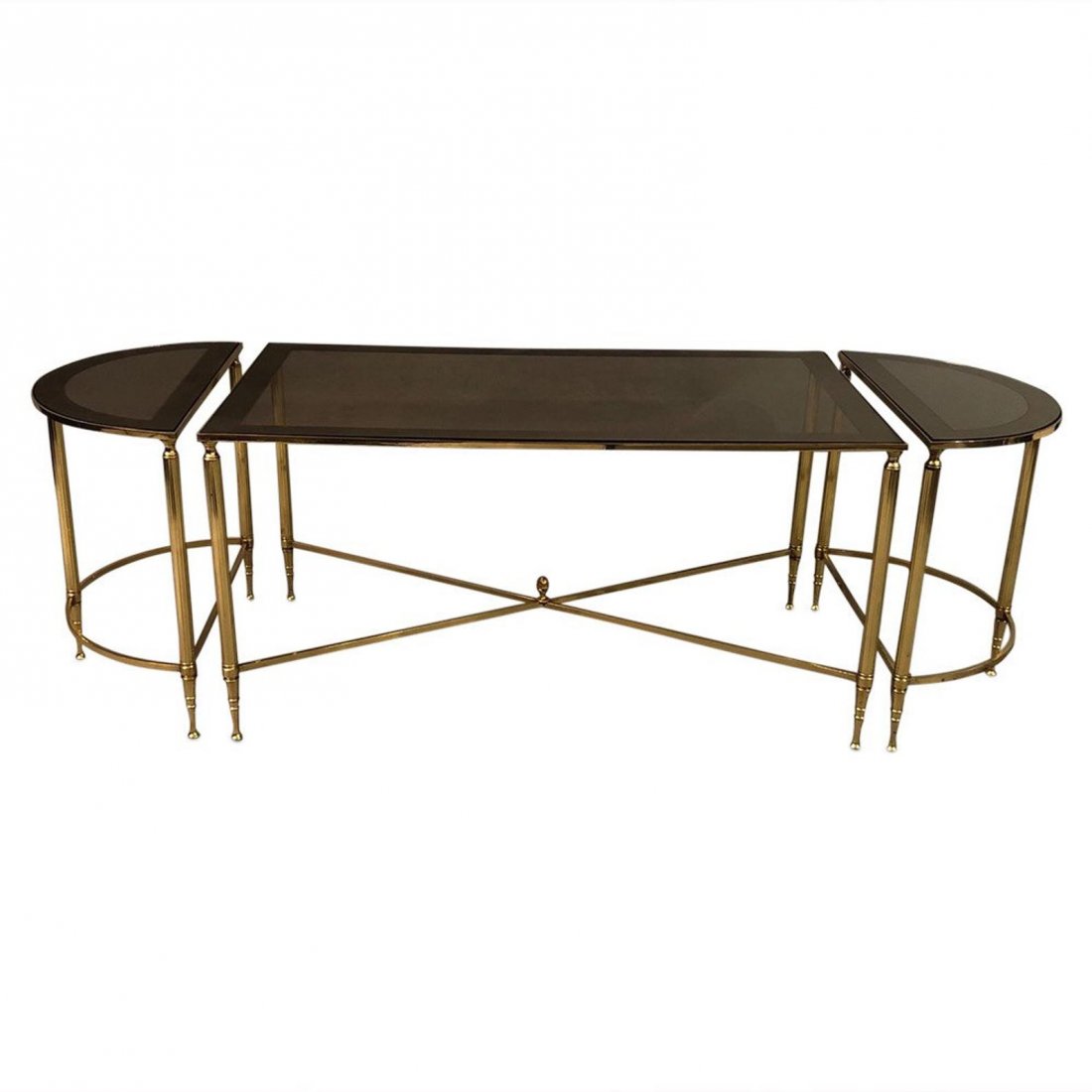 Hollywood Regency brass coffee table 2 end table (1 of 3)