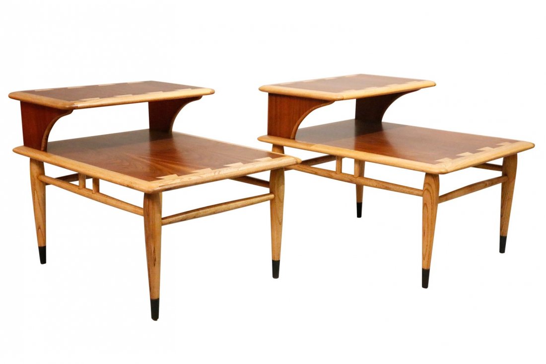 Mid-Century Vintage Pair of Nightstands walnut: Mid-Century vintage pair of nightstands and table walnut 1970s H 21in. x W 21in. x D 30in. refinished very good condition heavy and sturdy