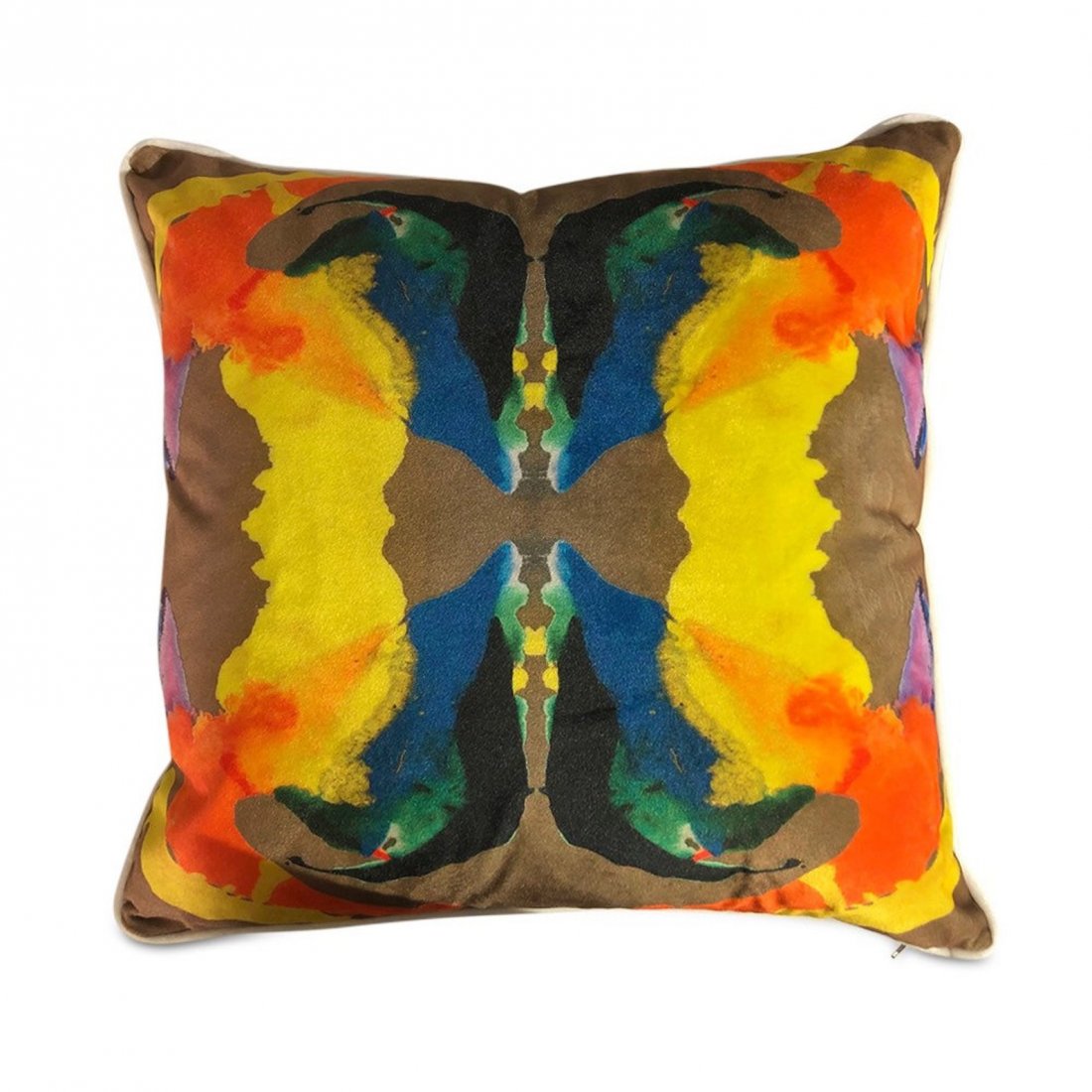 Contemporary abstract kaleidoscope pillows with print: Contemporary abstract kaleidoscope pillows with print on velvet both sides with white piping 16 x 16 inches