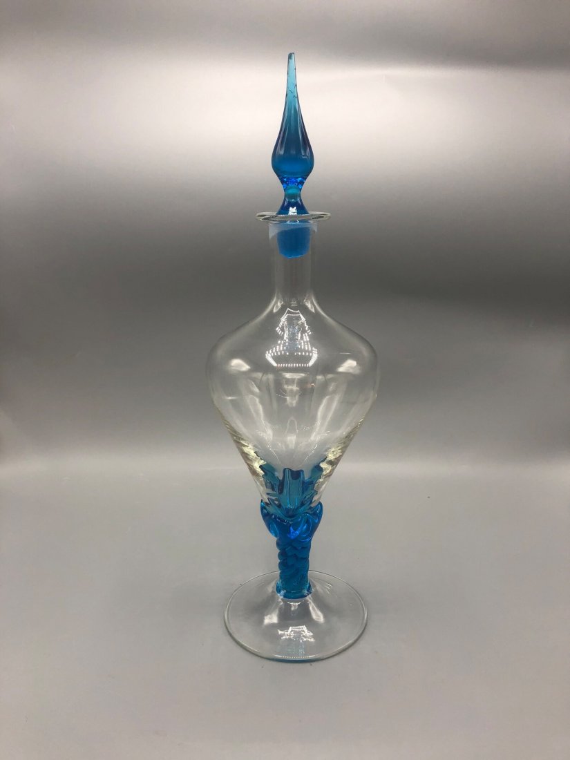 Mid-Century Modern Glass Container Blue Decanter (1 of 4)
