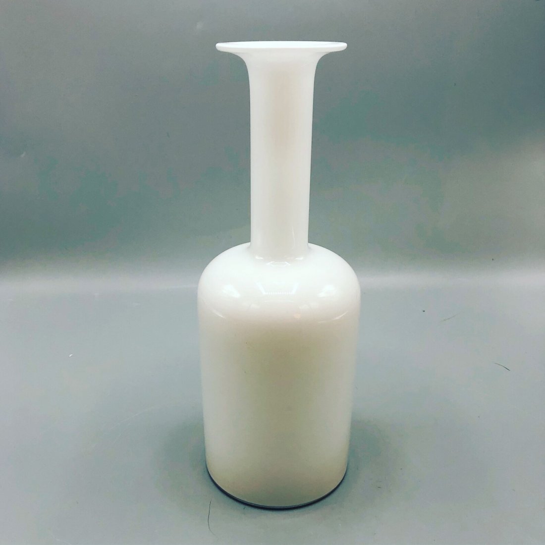 Mid-Century hand blown stretch tall vase in white shade (1 of 3)