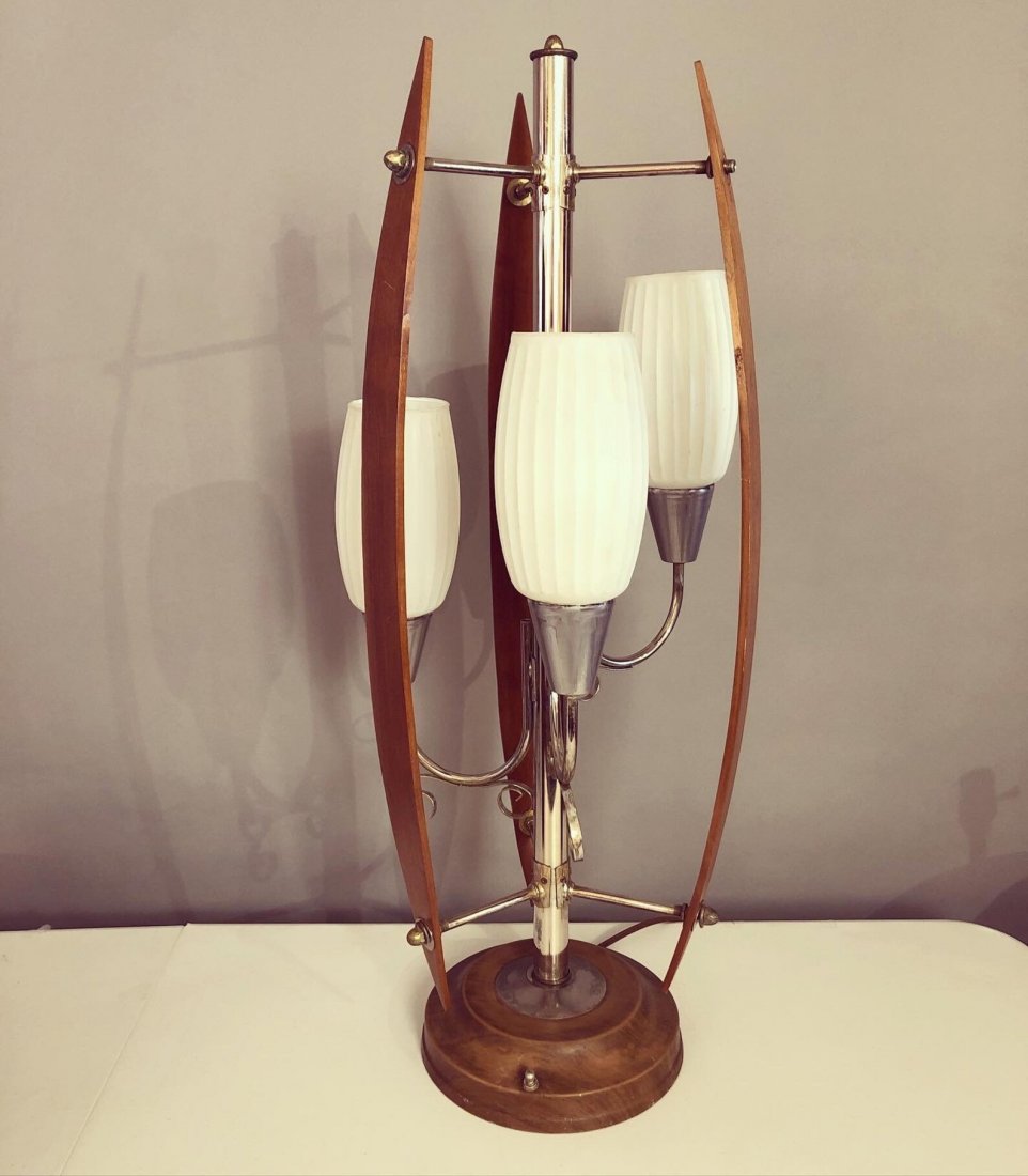 Mid century sculpture branch teak accent lamp (1 of 4)