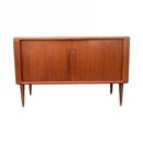 Mid century teak credenza bar cabinet with Tambour door