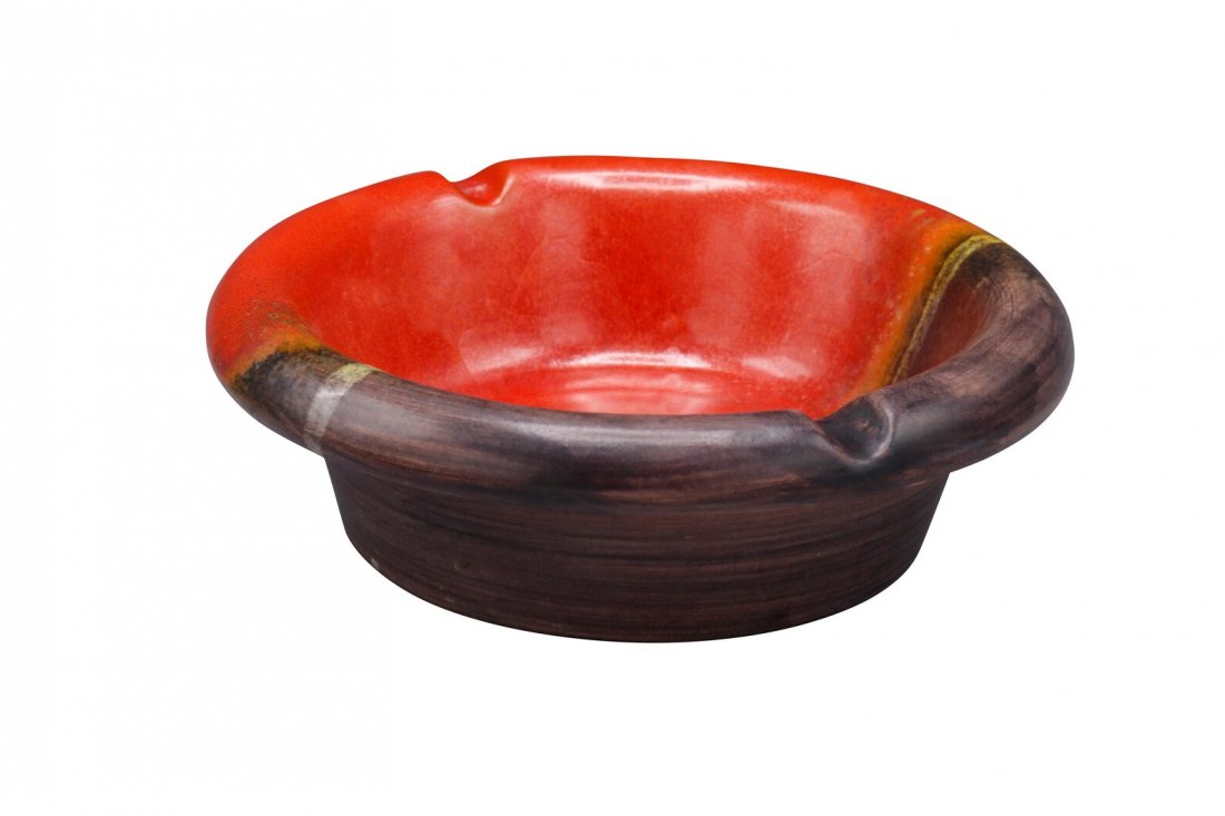 Mid century handmade pottery ashtray signed (1 of 3)