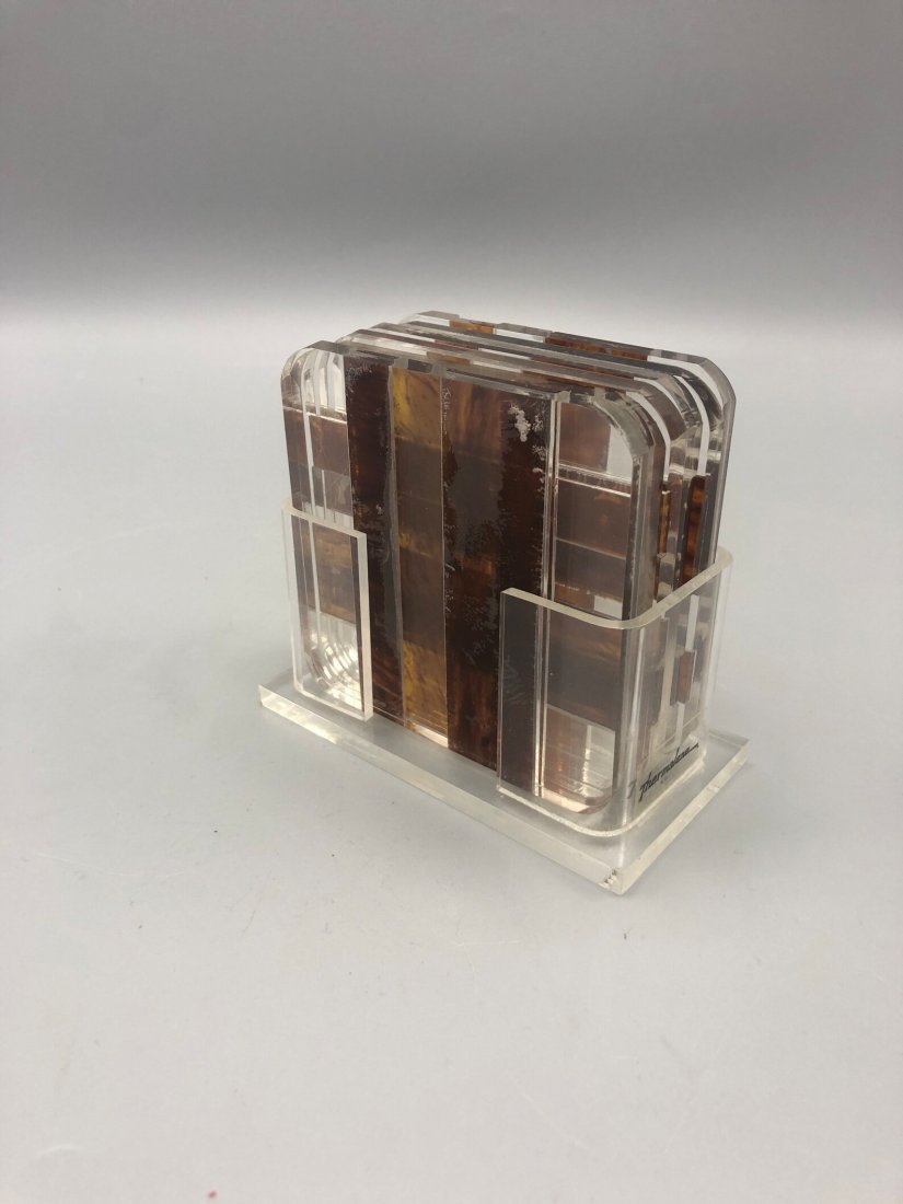 Mid-Century lucite coasters: Mid-Century lucite coasters. 3.5 inches each square