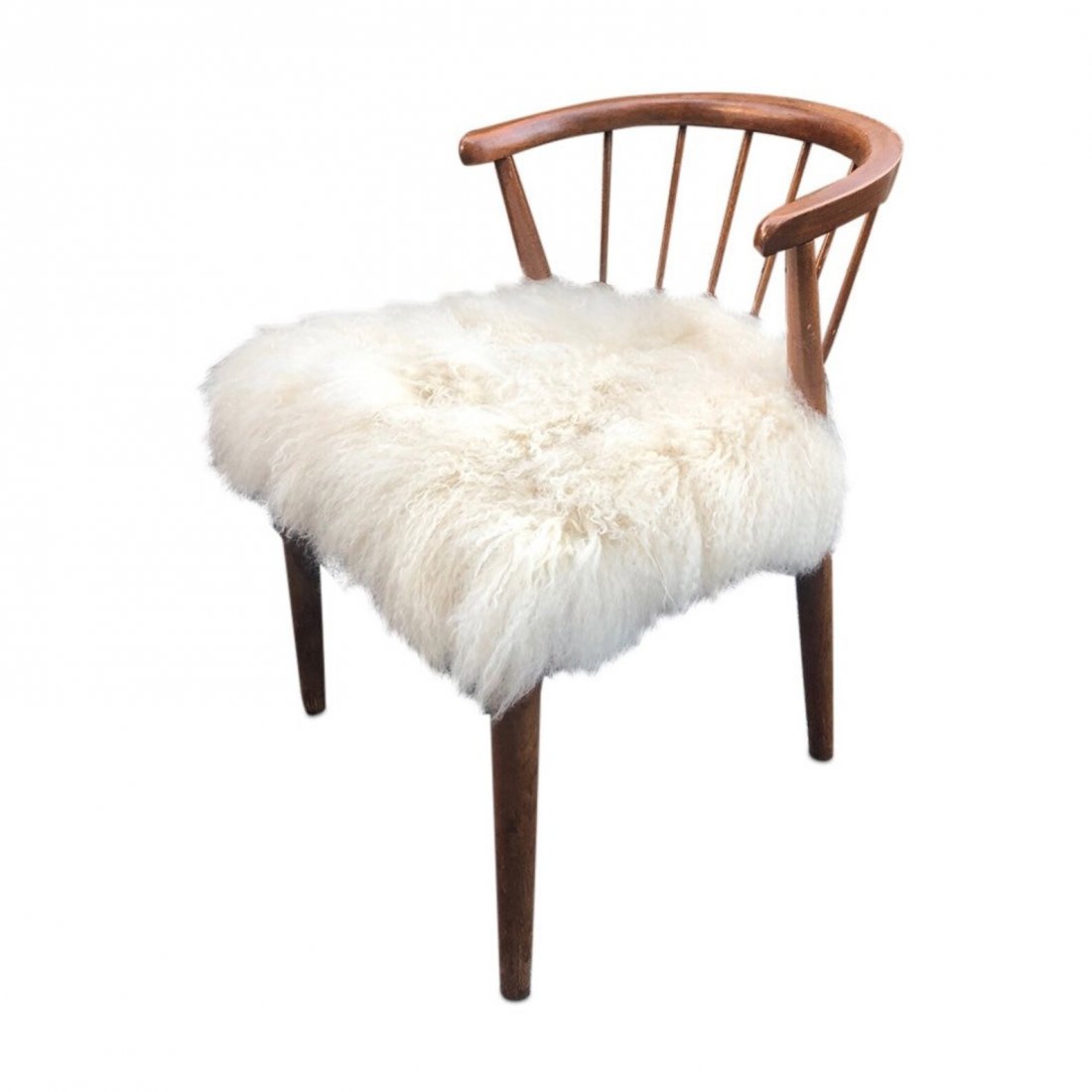 Mid-Century Danish walnut accent chair with Fur (1 of 4)