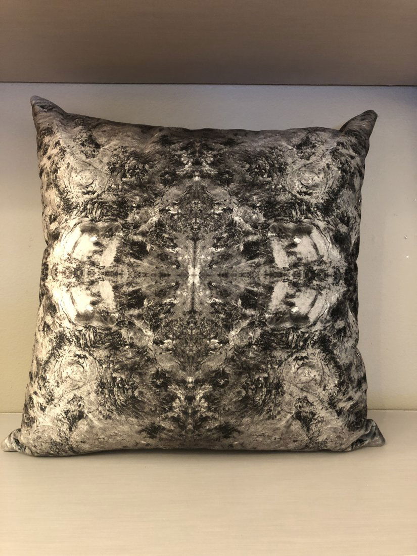 modern handmade “Bruce Mishell” print on velvet pillow (1 of 2)