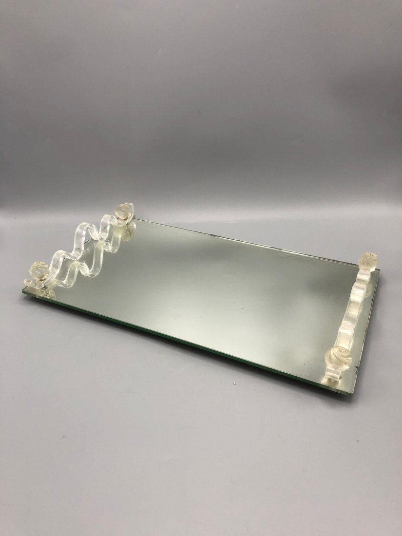 Art Deco mirror tray with lucite handles (1 of 4)