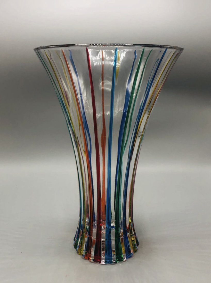 Murano multi color glass tall vase made in Italy (1 of 3)