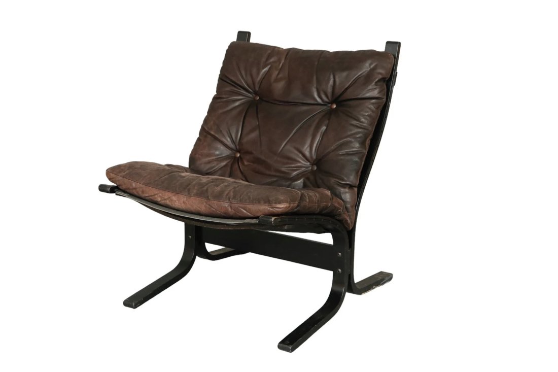 Mid Century â€œWestnofa” Lounge Chair by Norwegian Designer Ingmar Relling.: An original 1960â€™s mid century â€œWestNofa” lounge chair by Norwegian designer Ingmar Relling. Bentwood maple forms the frame, upholstered with loose cushions in the original brown le