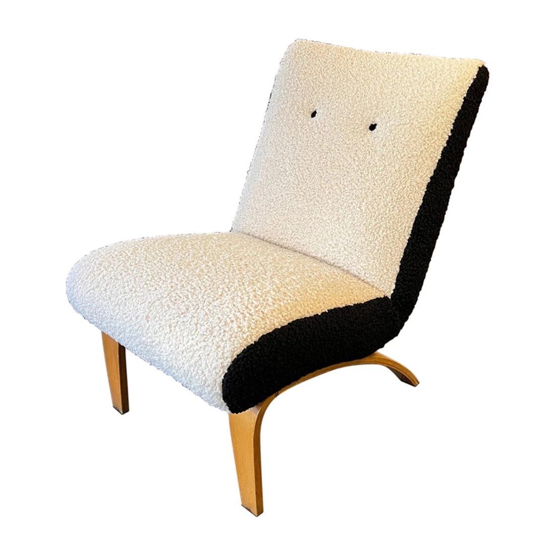 Russel Wright Mid Century Modern curated lounge chair with Two-Tone BouclÃ© New upholstery.: Russel Wright Mid Century Modern curated lounge chair with Two-Tone BouclÃ© New upholstery. Mid Century Modern Two-Tone BouclÃ© LoungerExcellent Refurbished Vintage Condition! Reupholstered in com