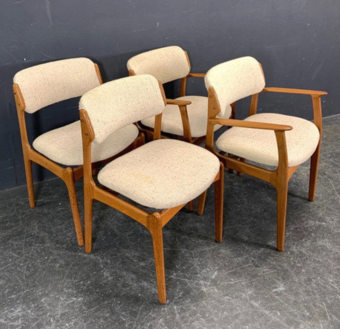 Erik Buck version OD Furniture Denmark. Teak frame Set of 4 (1 of 3)