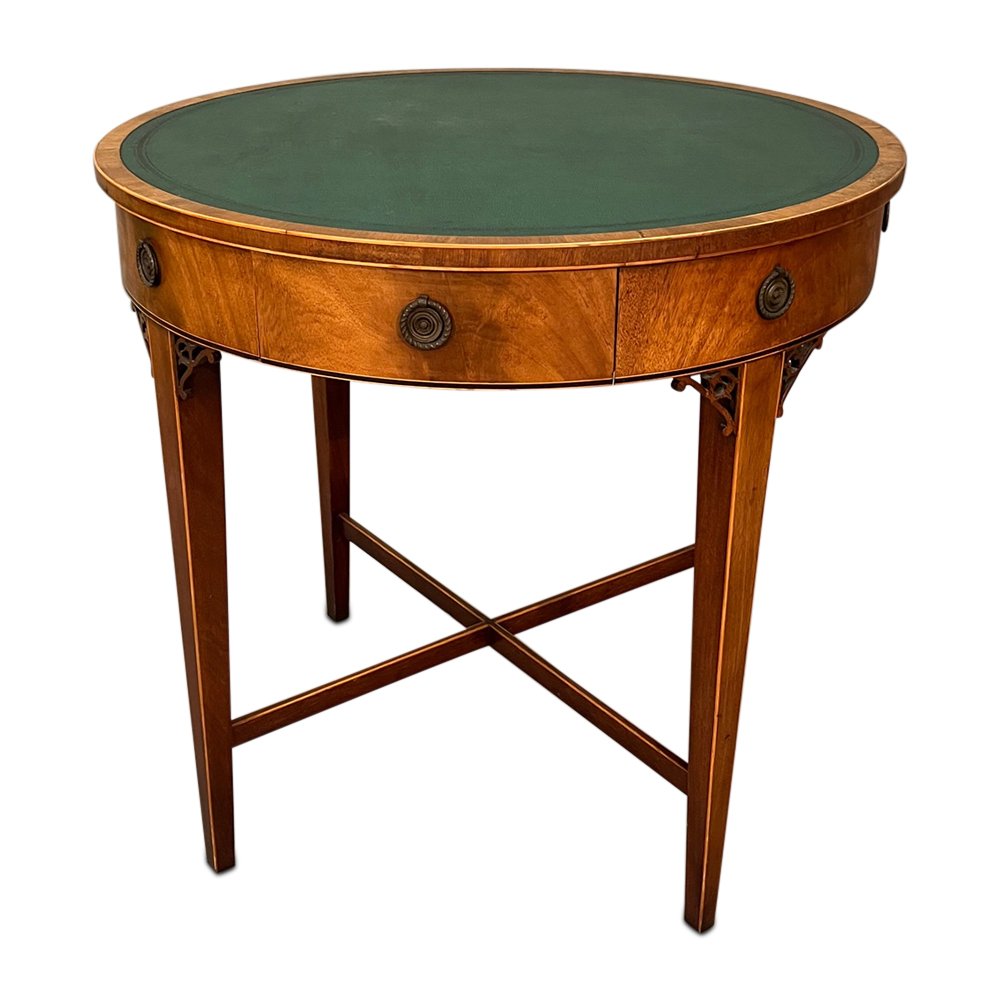 Traditional mahogany with inlay green leather game table and table (1 of 5)