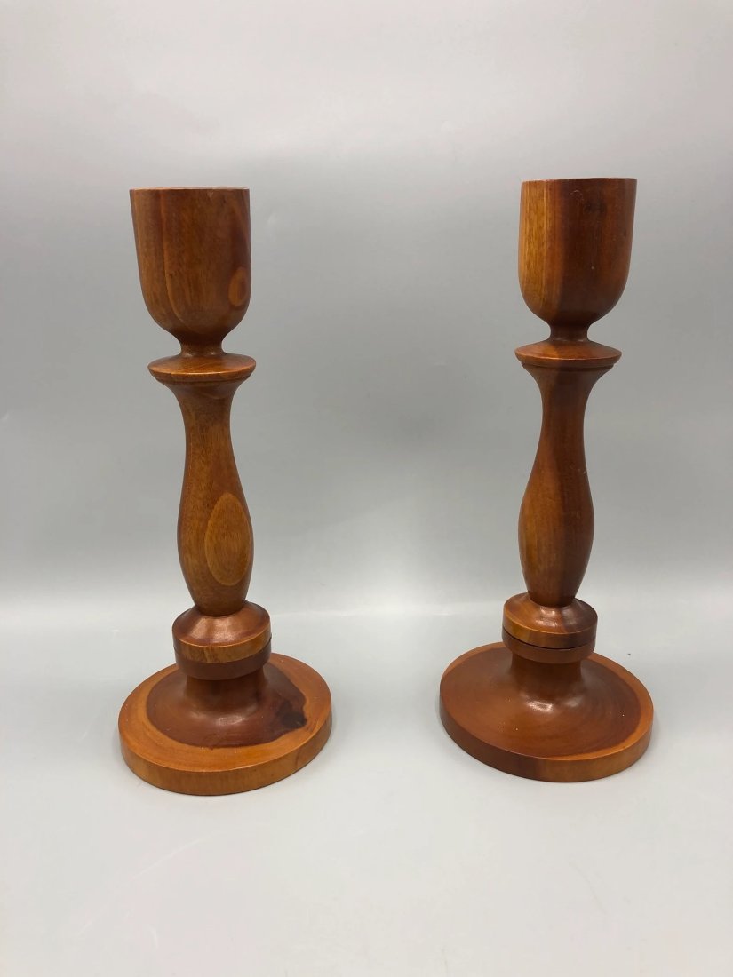 Mid-Century candle holder sticks teak wood: Mid-Century candle holder sticks teak wood12" inches high