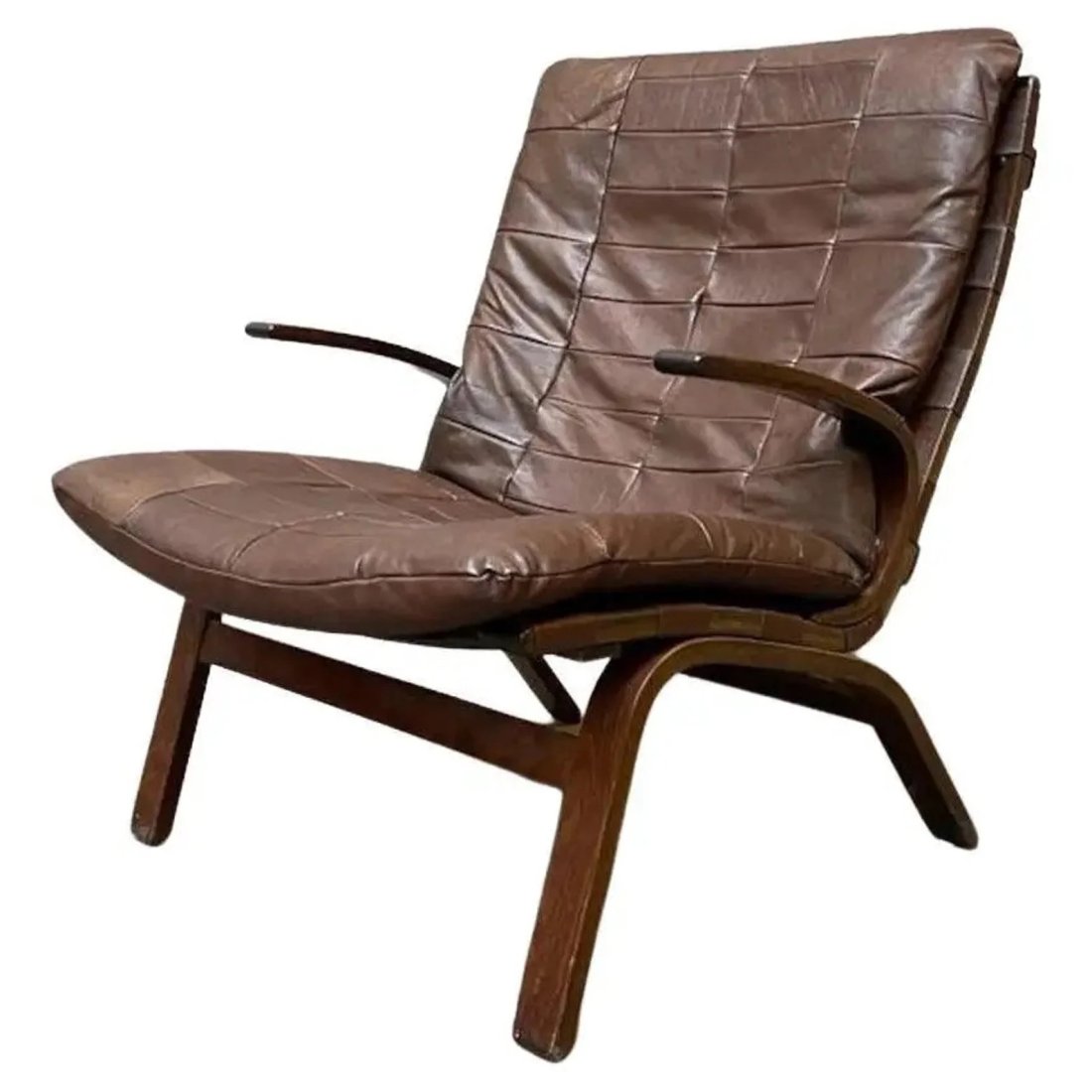 Mid-Century Leather lounge chair: Mid-century Danish leather lounge chair Arm to Arm: 25 inches Interior: 20 inches Seat height: 14 inches Arms height: 21 inchesBack height: 33 inches