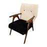 Curated Mid Century teak frame lounge chair with new black & white boucle fabric 1960’s Danish