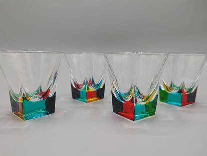 Enchanted, MURANO Italian Crystal Shot Glasses- SET OF 4!: Enchanted, MURANO Italian Crystal Shot Glasses- SET OF 4! Zecchin Style Murano Italian Crystal, Hand-Blown in the Tuscan region and then hand painted in Venice, these elegant shot glasses are the perf