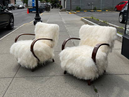 Jindrich Halabala armchairs, 2 pcs, textile, bentwood, art deco, mid-20th century, Czech Republic: Jindrich Halabala armchairs, 2 pcs, textile, bentwood, art deco, mid-20th century, Czech Republic.Suspended saddle girth.Back height about 75 cm.Seat height approx. 40 cm.