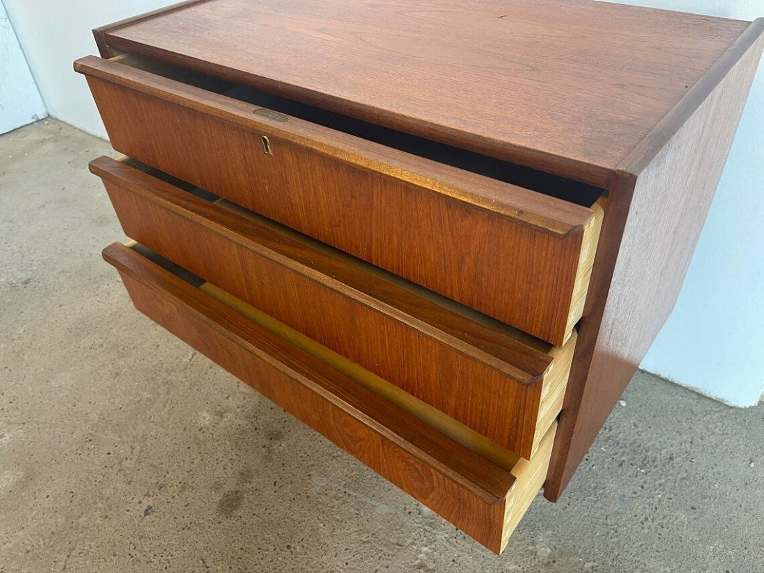 Mid-Century Teak Dresser with 3 large drawers. (1 of 2)