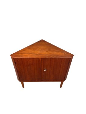 This elegant corner cabinet is a unique piece of furniture that will add character to any room. Made
