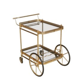 Hollywood Regency Trolly Cart , brass and glass