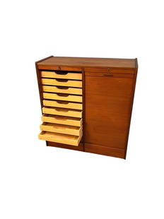 Mid-Century Teak Filing Cabinet: Dimensions: L:35 D:15 H:38 inches Mid-Century Teak filing cabinet 1960's