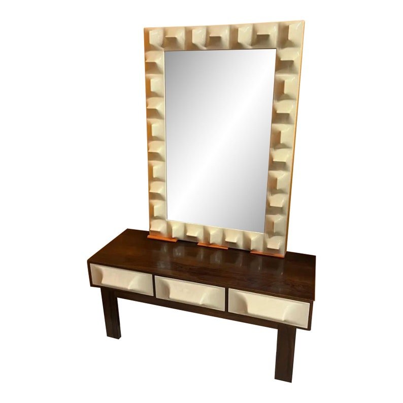 Mid-Century Rosewood console with wall mirror (1 of 4)