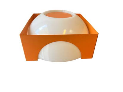 Mid-Century Retro Vitrika lamp 1960's: Dimensions: 2 x 12 x 6 inches. Mid-Century Retro Vitrika lamp orange & White