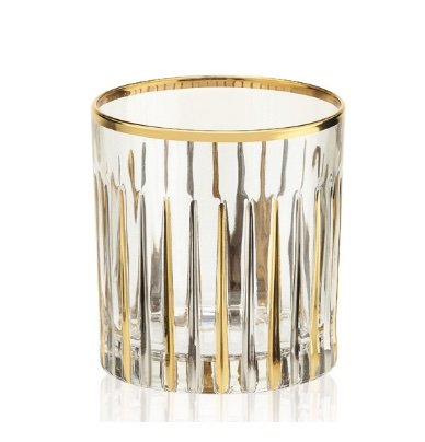 Zucchini Murano Style Drinking Glass crystal w 24 karat gold stripes (set of four) (1 of 2)