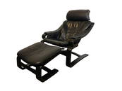 Mid-Century Modern Black leather lounge chair Skippers Furniture