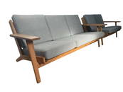 Mid-Century Modern Hans J Wegner GE290 3 and 2 seater oak sofa set