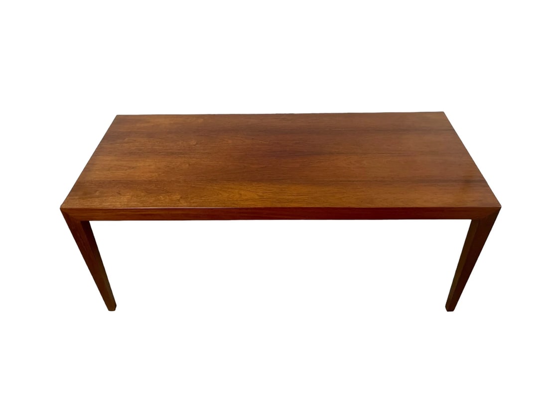 Mid-Century Modern Severin Hansen coffee table teak 1960's: L49 x D21.5 x H20 inchesMid-Century Modern Severin Hansen Danish coffee table teak 1960'sPerfect condition considering Age & UseLot 10