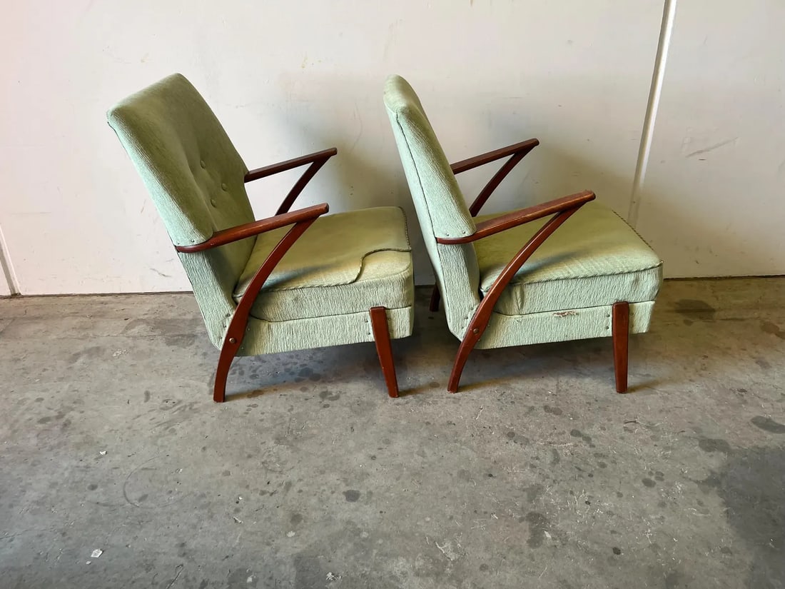 Mid-Century Danish Furniture imported Mid Century 1960's Arm Chairs, Pair (1 of 5)