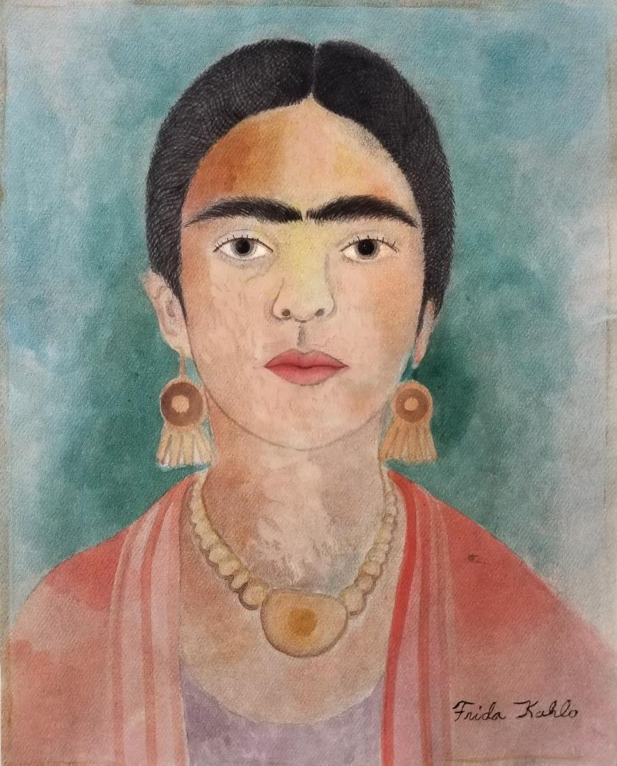 (Att.) Frida Khalo watercolor on paper. (1 of 2)