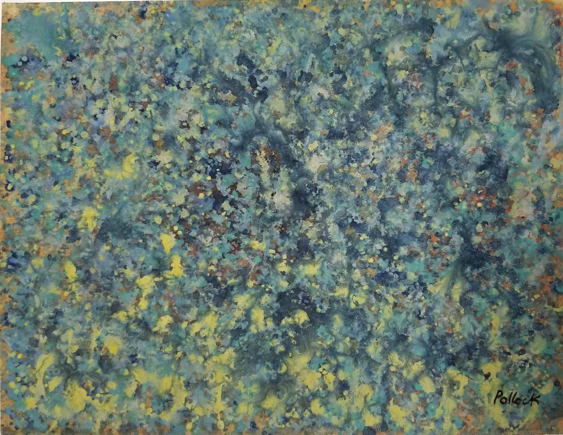 (Att.)Jackson Pollock Mixed Media on paper: Attributed to Jackson Pollock Mixed Media on paper, 9 x 11 3/4 in, framed.