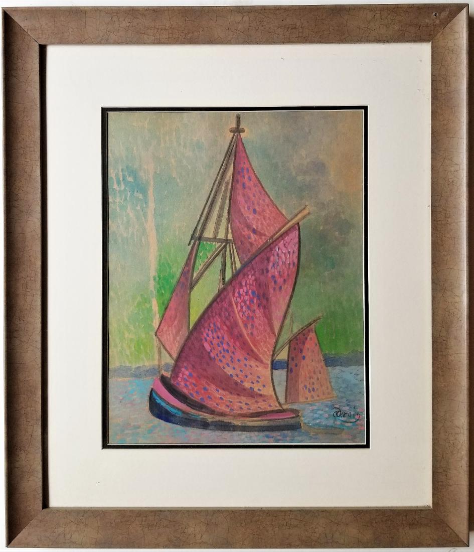 Andre Derain gouache on paper: In the style of Andre Derain gouache on paper ,13 7/8 x 10 7/8 in. Framed.