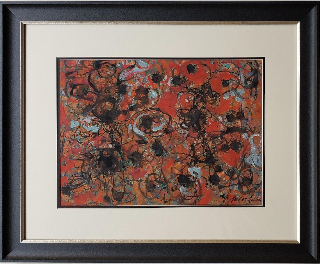 Mixed media on paper signed Jackson Pollock (1 of 3)