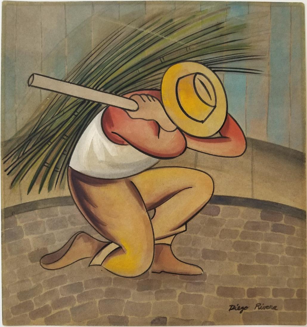 Diego Rivera gouache on paper (1 of 2)