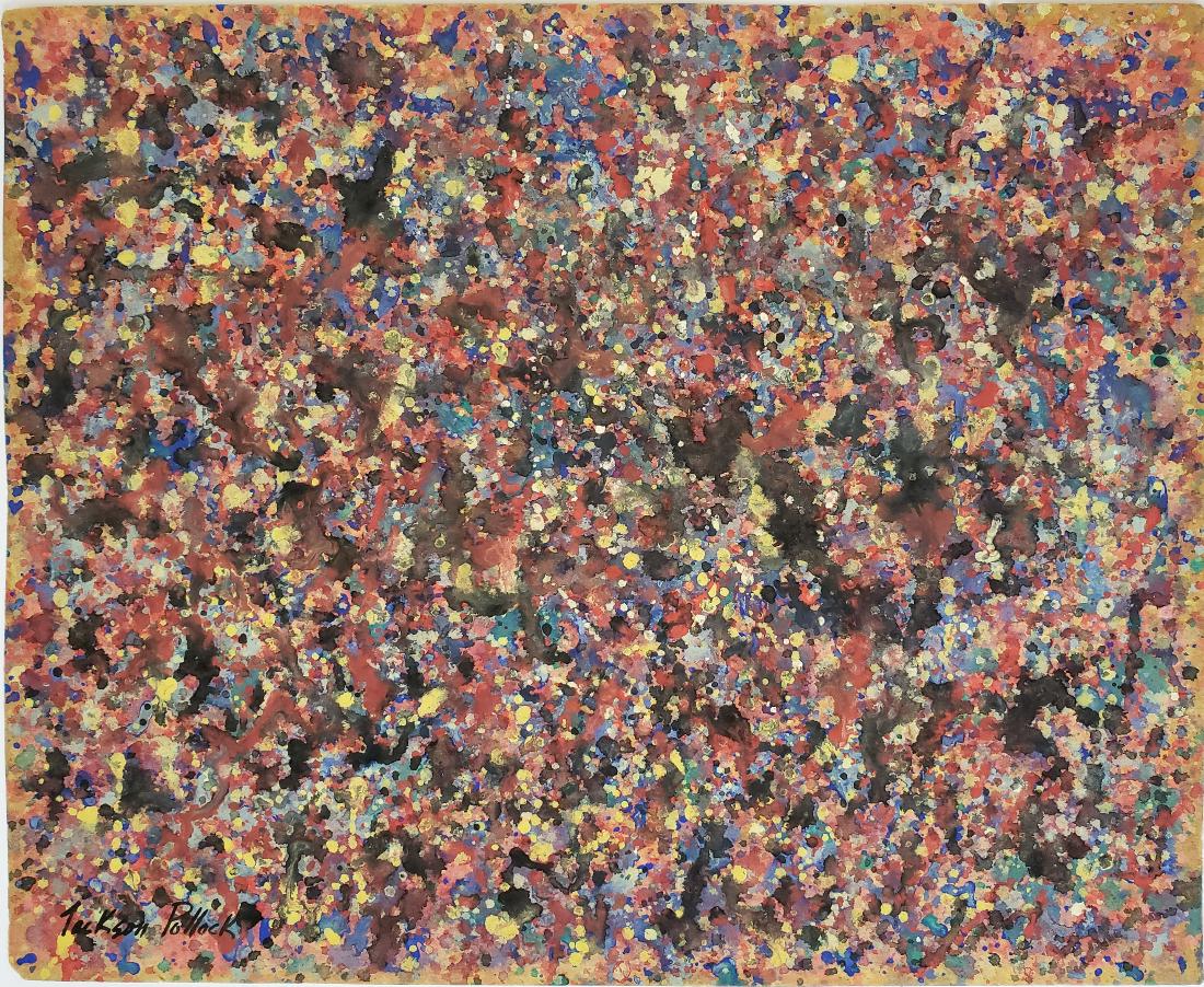 Mixed media on paper signed Jackson Pollock (1 of 3)