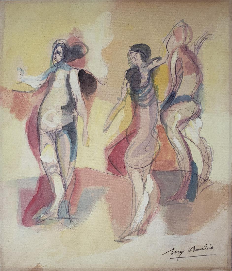 Mixed media on paper signed Aug. Rodin (1 of 2)