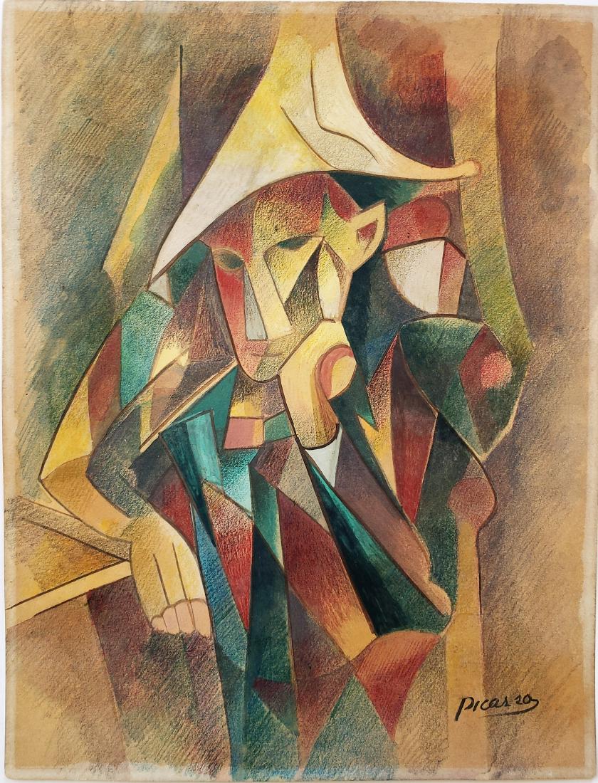 Mixed media on paper signed Picasso. (1 of 2)