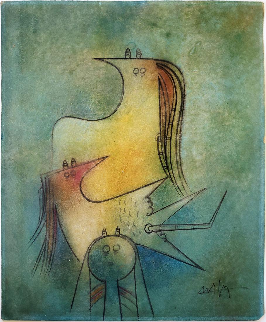 Wifredo LAM mixed media on paper: Wifredo LAM mixed media on paper, 12 3/4 x 10 1/2 in. Framed.