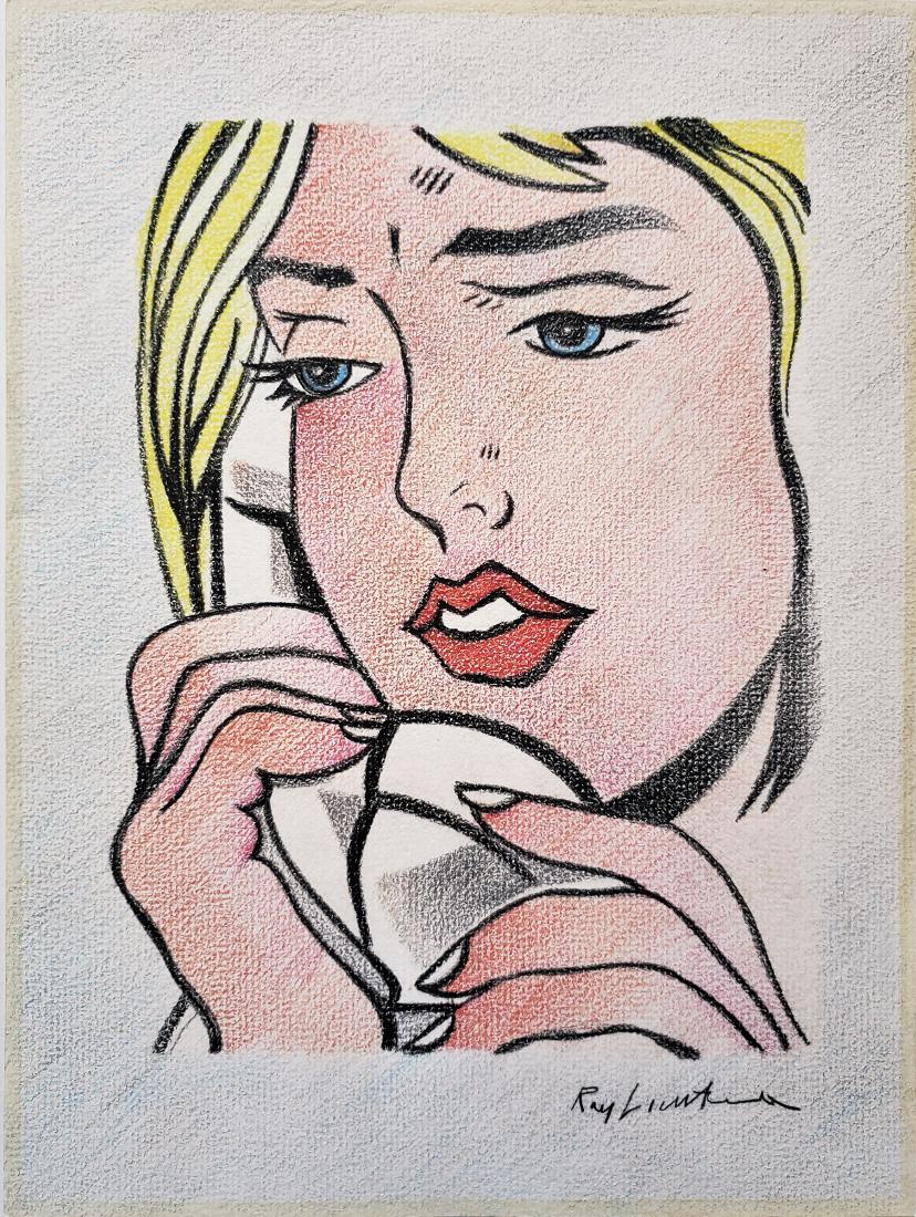 Colored pencil on paper  signed Roy Lichtenstein. (1 of 2)