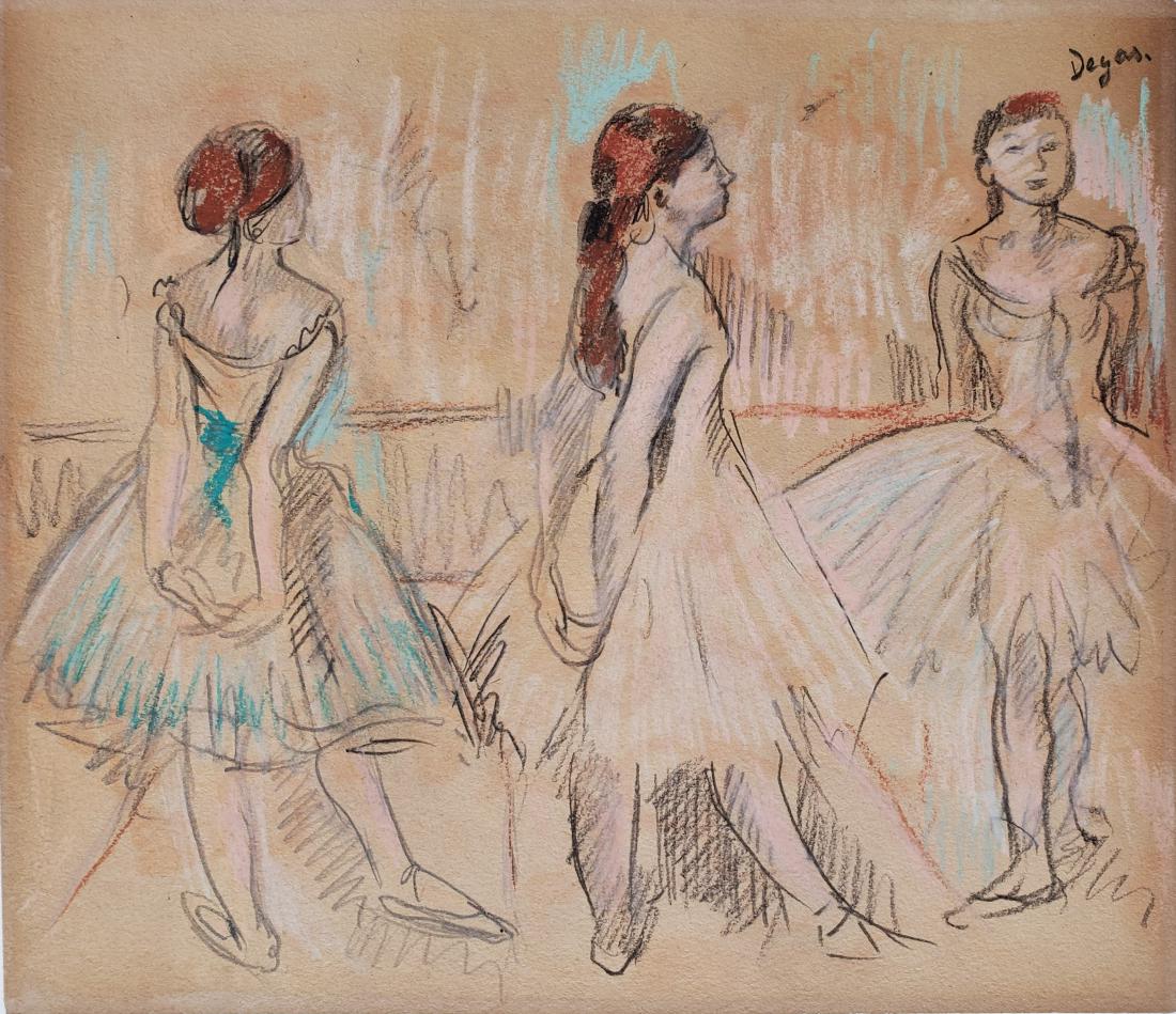 Mixed media on paper signed Degas (1 of 2)